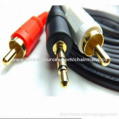 3.5mm to 2 RCA Audio Cable, Made of Copper Material, Black Color